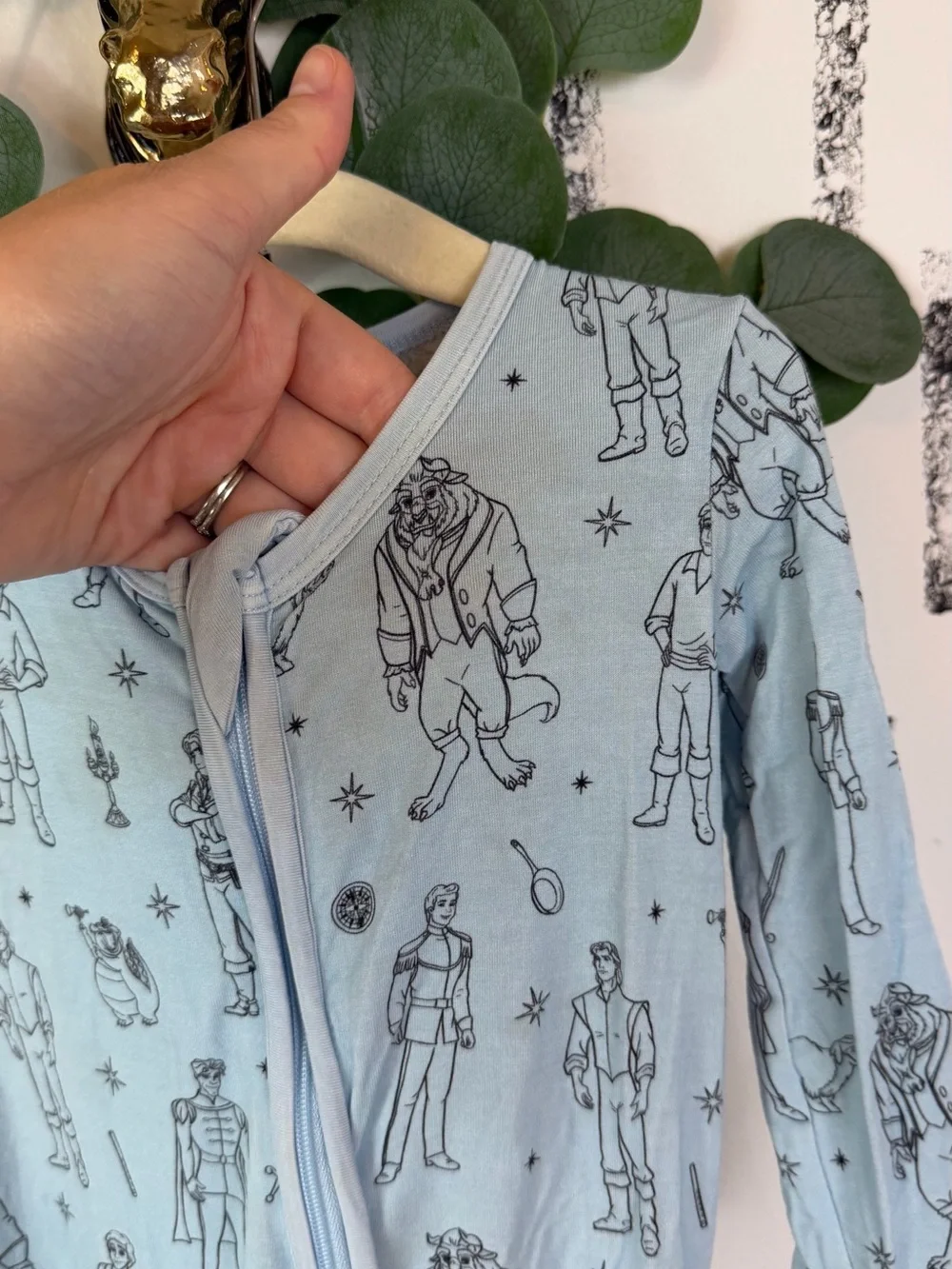 Lama Littles Disney Princes Blue Bamboo Sleeper Size 3-6 Months